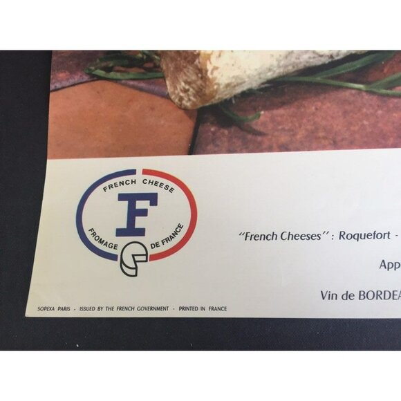 Vintage 1970’s Wine & Cheese Poster Art Pomme De France Sauternes Wine Roquefort - Picture 5 of 5
